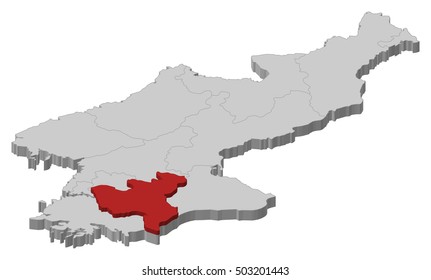 Map - North Korea, North Hwanghae - 3D-Illustration