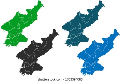 map of north Korea. original map.variety of colors on white background. Vector illustration eps 10.