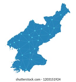 Map of North Korea from Polygonal wire frame low poly mesh,North Korea map Vector Illustration EPS10.