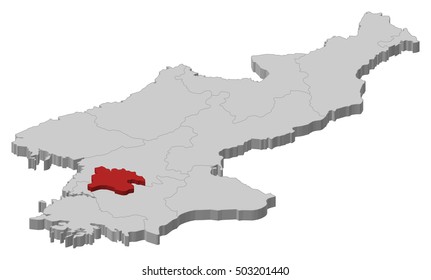 Map - North Korea, Pyongyang - 3D-Illustration