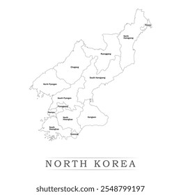 Karte von Nordkorea mit Vertretung der Verwaltungseinheiten