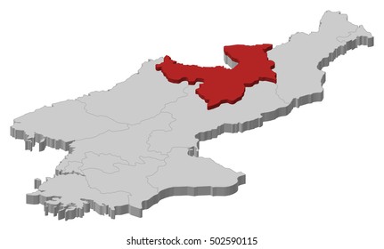 Map - North Korea, Ryanggang - 3D-Illustration