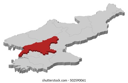 Map - North Korea, South Pyongan - 3D-Illustration