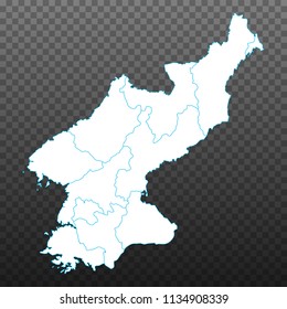Map of North Korea. Vector illustration on transparent background. Items are placed on separate layers and editable. Vector illustration eps 10.