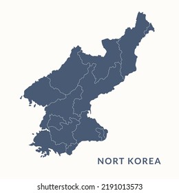 Map of North Korea. North Korea map vector illustration.
