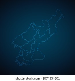 Map North Korea-Abstract High Detailed Glow Map on Dark Background for design app, ui,Travel. Vector eps 10.