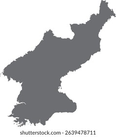 Map of the North Korean geography of the Korean peninsula