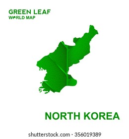 Map Of North Korea,Nature green leaf, vector illustration
