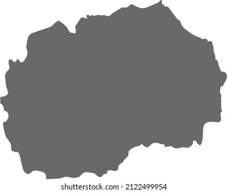 Map of North Macedonia. High res (300dpi). Highly detailed border representation. Web mercator projection. Scalable vector graphic. For web and print. Border and fill colors can be changed (eps).