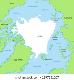 Map of North Pole (with german inscription)