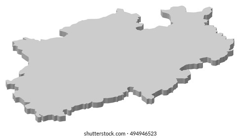 Map - North Rhine-Westphalia (Germany) - 3D-Illustration