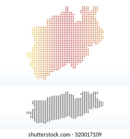 Map of North Rhine-Westphalia, Germany with Dot Pattern