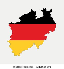 Map of North Rhine-Westphalia - Germany map outline silhouette graphic element Illustration template design
