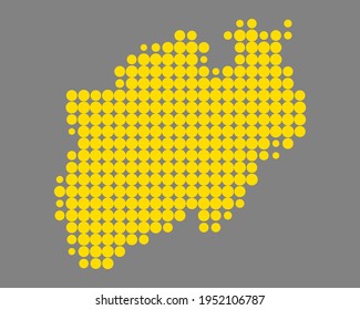 Map of North Rhine-Westphalia on gray