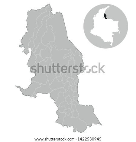 Map of north of santander Department of Colombia with borders of the Municipalities - Vector
