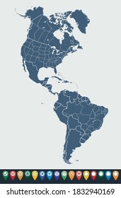 Mapa de América del Norte y del Sur 