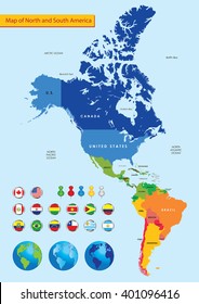 Map Of North And South America