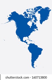 map of North and South America- blue on white background