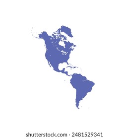 Map of North and South America, sign silhouette. World Map Globe. Vector Illustration isolated on white background. American continent.