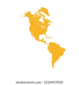 Mapa de América del Norte y del Sur, silueta de signos. Mapa mundial Globo. Ilustración vectorial aislada sobre fondo blanco. Continente americano.