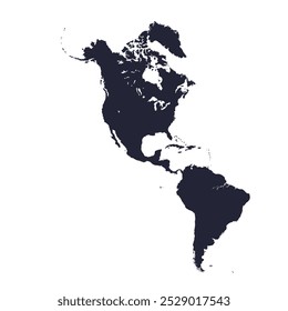 Mapa de América del Norte y del Sur, silueta de signos. Mapa mundial Globo. Ilustración vectorial aislada sobre fondo blanco. Continente americano.