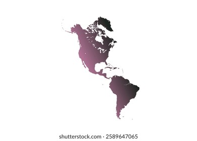 Map of North and South America, sign silhouette. World Map Globe. Vector Illustration isolated on transparent background. American continent.