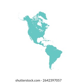 Map of North and South America, sign silhouette. World Map Globe. Vector Illustration isolated on transparent background. American continent.