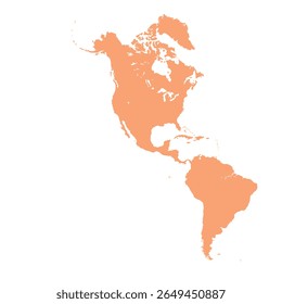 Mapa da América do Norte e do Sul, silhueta de sinais. World Map Globe (em inglês). Ilustração de vetor isolada em plano de fundo transparente. continente americano.