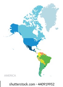 Map of north and south Americas