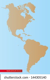Map of North and South America,Vector Illustration.