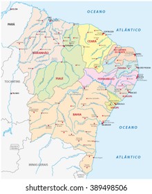 map of the northeast region, brazil