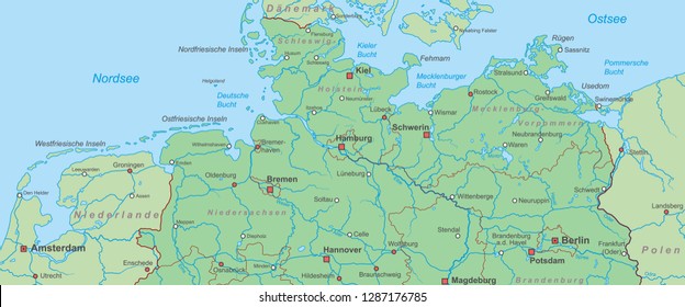 Map of Northern Germany (with german inscription)