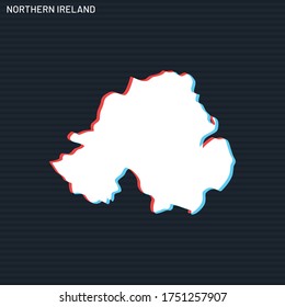 Mapa de la plantilla de diseño de vectores de Irlanda del Norte sobre fondo oscuro.