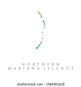 Map of Northern Mariana Islands in Northern Mariana Islands flag colors. Location Map of Northern Mariana Islands on map Oceania and Australia. Northern Mariana Islands flag map