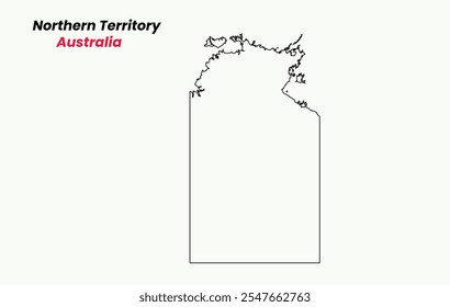 Mapa del Territorio del Norte, Mapa del Territorio del Norte con un esquema, Mapa de la Ilustración vectorial del Territorio del Norte del estado de Australia, Australia.
