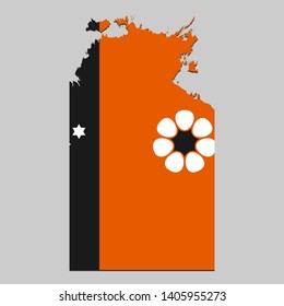 map of Northern Territory is a state Australia with flag. Vector Illustration