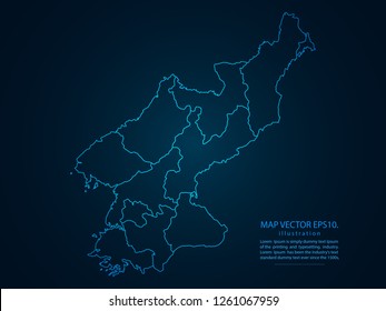 Map of northKorea,Abstract mash line and point scales on dark background for your web site design map logo, app, ui,Travel. Vector illustration eps 10.