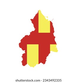 El mapa del condado de Northumberland con su bandera aislada en fondo blanco. Ilustración del vector