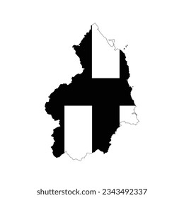 El mapa del condado de Northumberland con su bandera en colores blancos y negros aislados en fondo blanco. Ilustración del vector