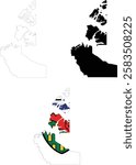 Map of Northwest Territories on white background. map of the Northwest Territories Canada. outline map of Northwest Territories. flat style.
