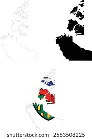 Map of Northwest Territories on white background. map of the Northwest Territories Canada. outline map of Northwest Territories. flat style.