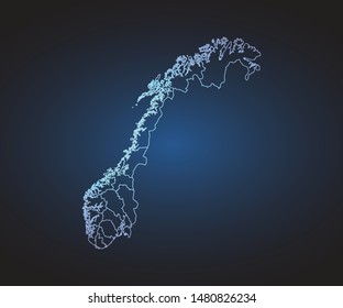 Map of Norway - Abstract mash line and point scales on circuit dark background. symbol for your web site design map logo, app, ui,Travel. Vector illustration eps 10.