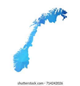 Map of Norway - Blue Geometric Rumpled Triangular , Polygonal Design For Your . Vector illustration eps 10.