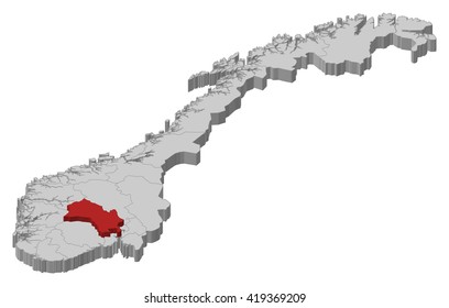 Map - Norway, Buskerud - 3D-Illustration