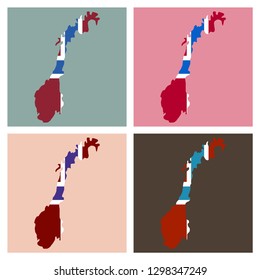 map of Norway filled with flag of the state
