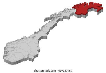 Map - Norway, Finnmark - 3D-Illustration