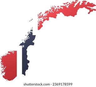 Map of Norway With Flag Fill
