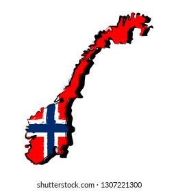 Map of Norway with flag. Sketch. Vector illustration design