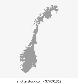Map  of Norway in gray on a white background