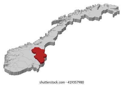 Map - Norway, Hedmark - 3D-Illustration